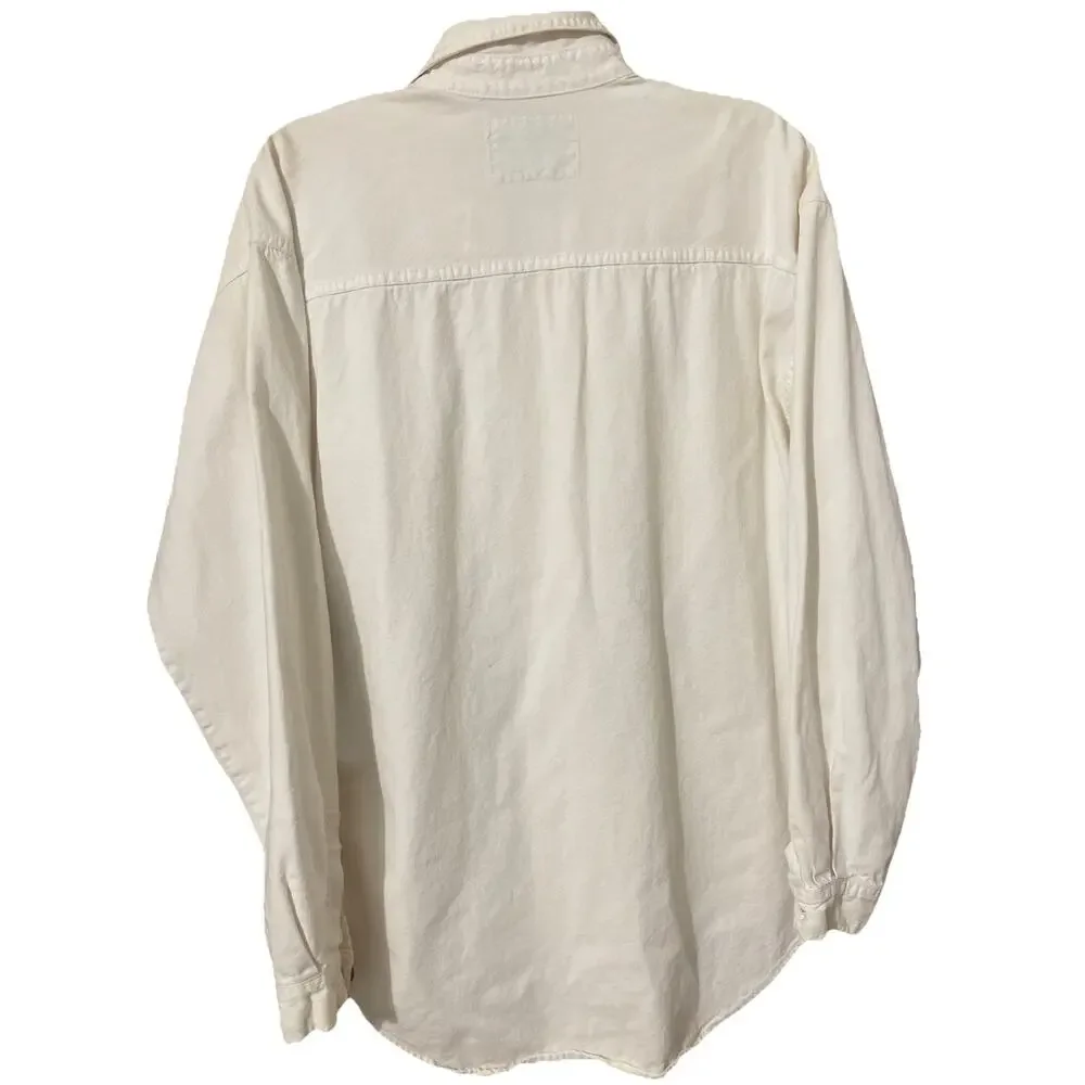 Vintage 90s Levi’s Red Tab Men’s Large White Long Sleeve Shirt W/Metal Buttons